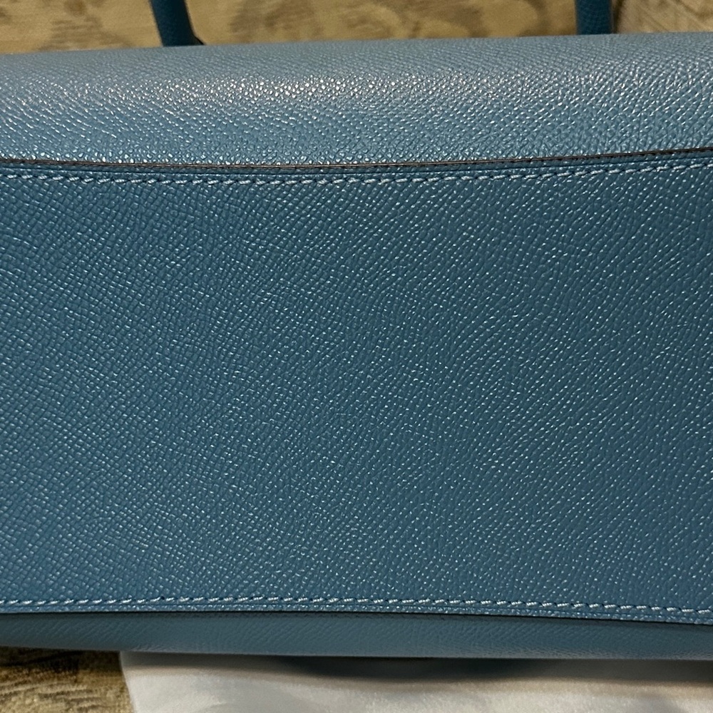 Coach Teal Blue Pebbled Leather Rowan Satchel with Detachable Strap - Picture 7 of 13